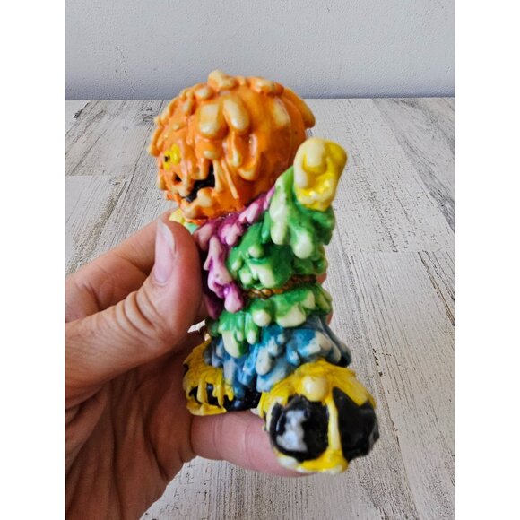 Vintage melted pumpkin scarecrow candle holder stick Halloween decor unique - Picture 3 of 8